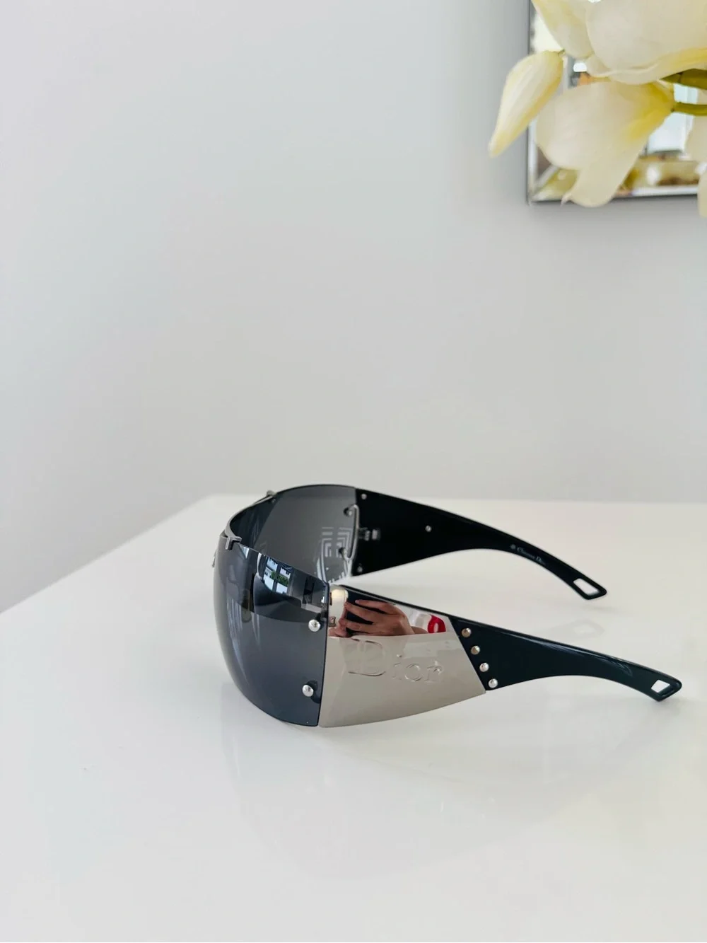 Extremely RARE 🖤 Vintage Christian Dior black & silver Rimless sunglasses - Picture 7 of 9